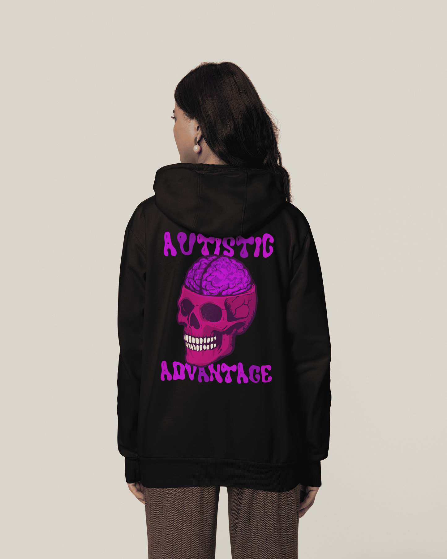 Autistic Advantage Hoodie | Female Model Back - Flow Project