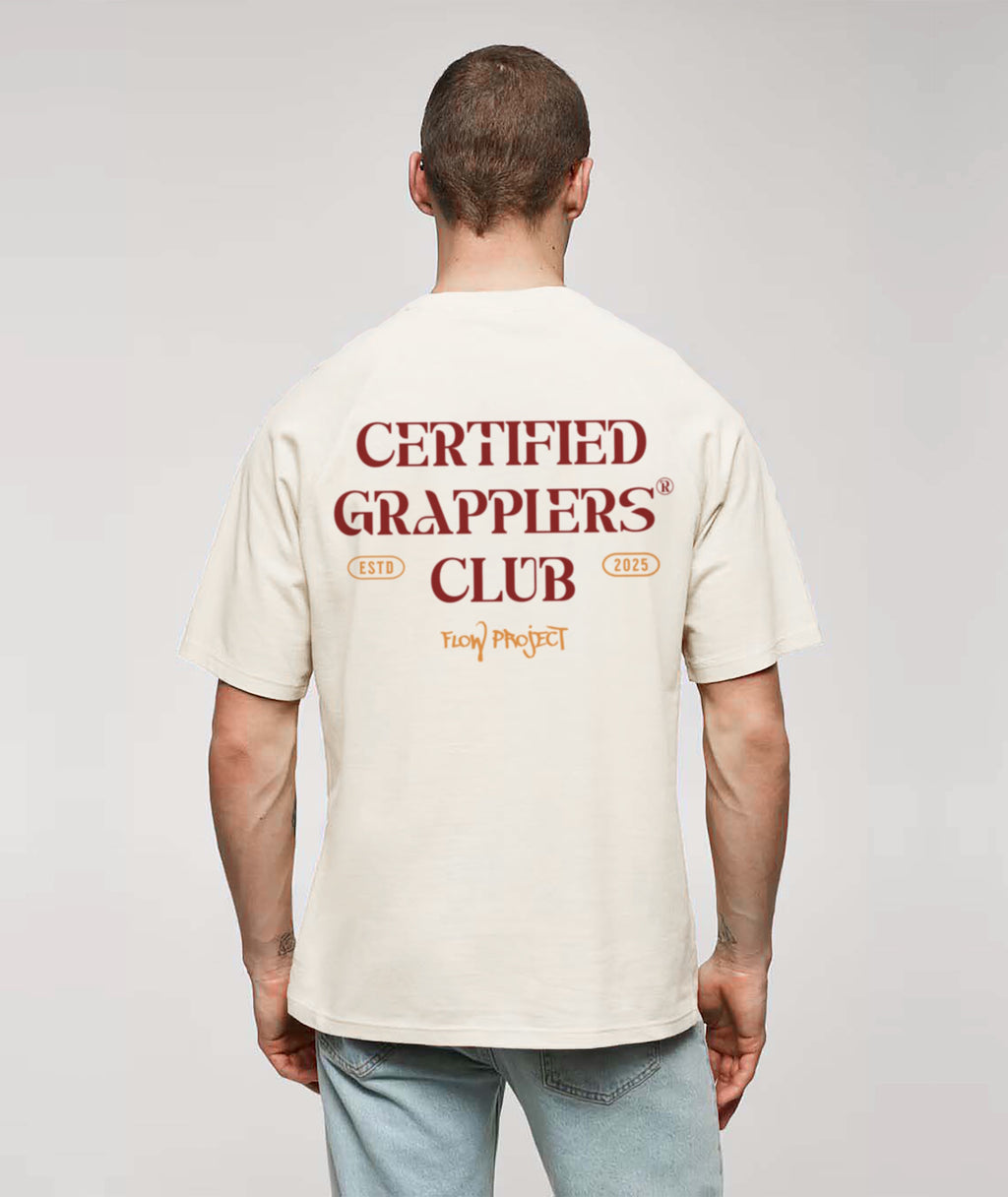 Certified Grapplers Club back model artic white oversize t-shirt