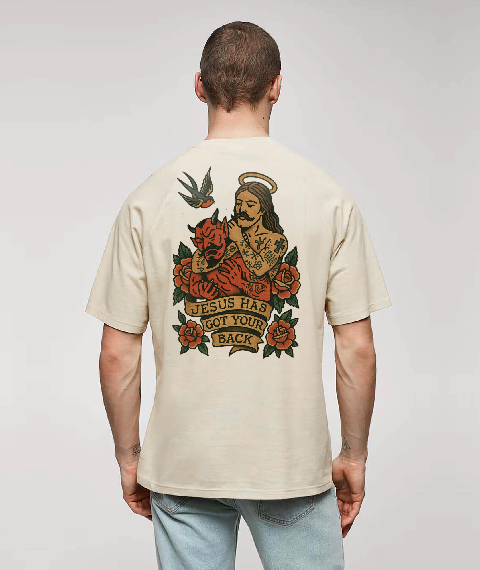 Gotcha'r Back off white oversize t-shirt model back