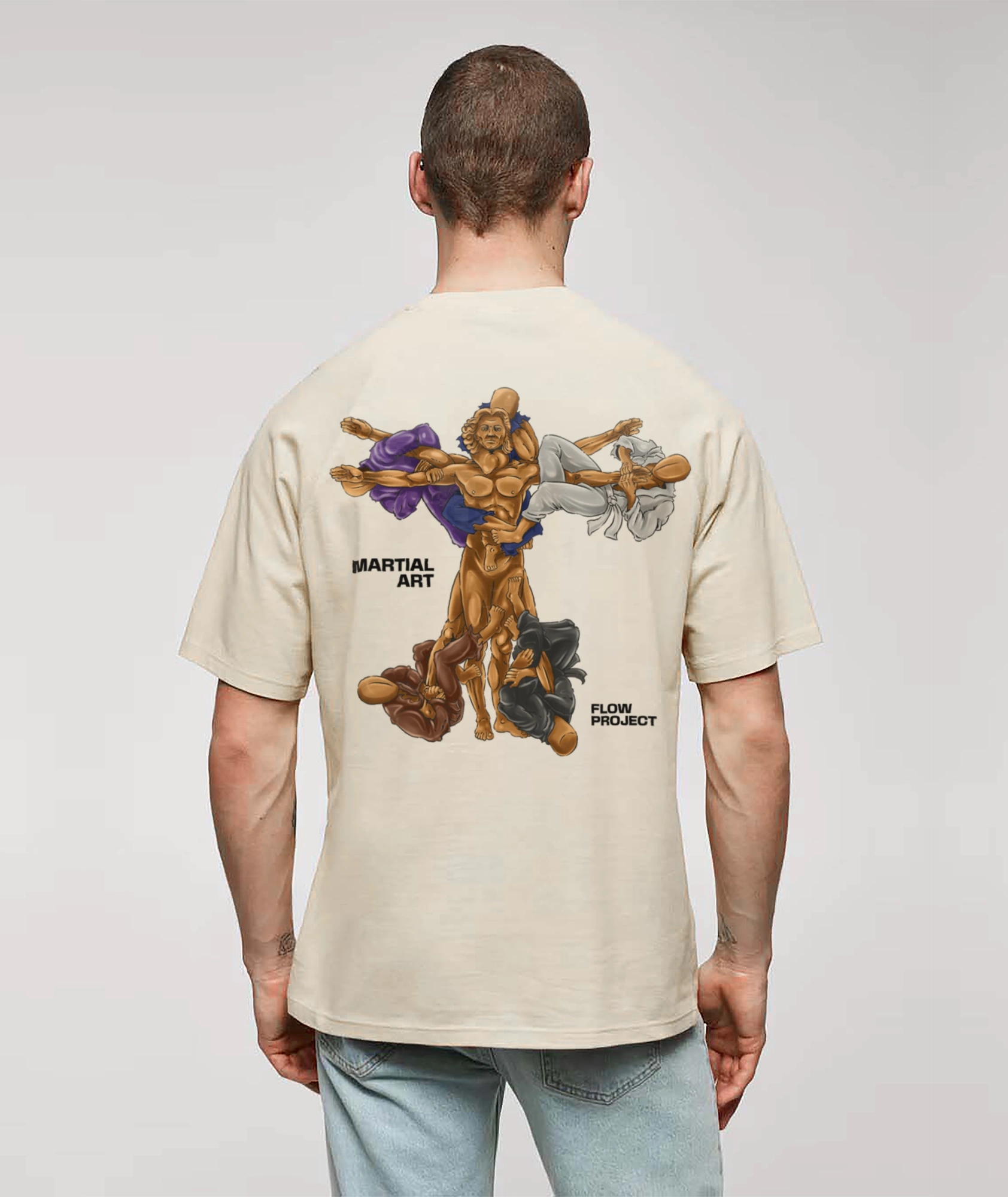 Vitruvian Man off white oversize t-shirt model back